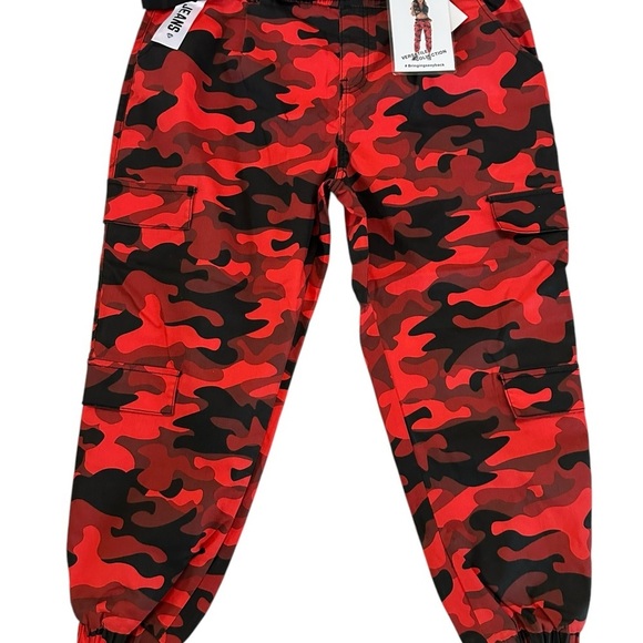 Y2K V.I.P. Juniors Size 19/20 Camo Military Cargo Pocket Jogger Pants NWT - Picture 3 of 17